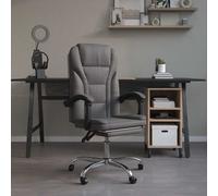 vidaXL Silla de oficina reclinable cuero sintético gris
