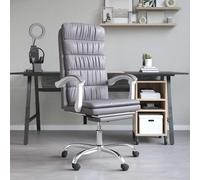 vidaXL Silla de oficina reclinable cuero sintético gris