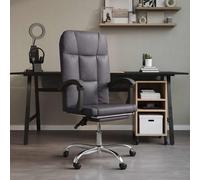 vidaXL Silla de oficina reclinable cuero sintético gris