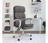 vidaXL Silla de oficina reclinable cuero sintético gris