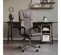 vidaXL Silla de oficina reclinable cuero sintético gris