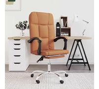 Silla de oficina de vidaXL con función reclinable, color marrón, tapizada en cuero sintético