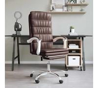 vidaXL Silla de oficina reclinable cuero sintético marrón