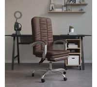 vidaXL Silla de Oficina Reclinable Sillón Asiento de Ordenador Cuero Sintético Marrón