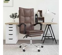 Silla de oficina de vidaXL con función reclinable, color marrón, tapizada en cuero sintético