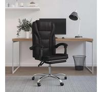 vidaXL Silla de oficina reclinable cuero sintético negro