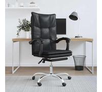 vidaXL Silla de oficina reclinable cuero sintético negro