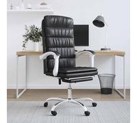 Silla de oficina negra con función reclinable, tapizada en cuero sintético, marca vidaXL