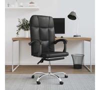 vidaXL Silla de oficina reclinable cuero sintético negro