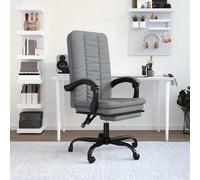 Silla de oficina con función reclinable, color gris claro, tapizada en tela