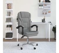 Silla de oficina con función reclinable, color gris claro, tapizada en tela