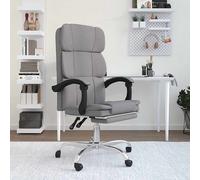 vidaXL Silla de oficina reclinable de tela gris claro