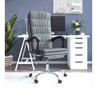 vidaXL Silla de oficina reclinable de tela gris oscuro