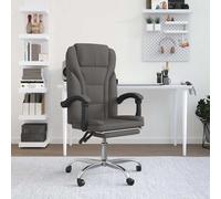 vidaXL Silla de oficina reclinable de tela gris oscuro