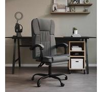 vidaXL Silla de oficina reclinable de tela gris oscuro