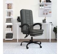 vidaXL Silla de oficina reclinable de tela gris oscuro