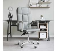 vidaXL Silla de oficina reclinable de tela gris oscuro