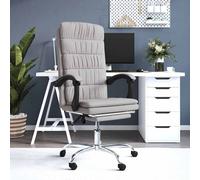 vidaXL Silla de oficina reclinable de tela gris taupé
