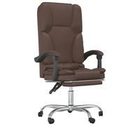 vidaXL Silla de Oficina Reclinable Masaje Asiento de Escritorio Cuero Sintético Marrón
