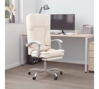 vidaXL Silla de oficina reclinable masaje cuero sintético color crema
