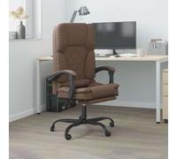 vidaXL Silla de oficina reclinable masaje cuero sintético marrón