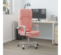 vidaXL Silla de oficina reclinable masaje cuero sintético rosa