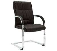 vidaXL Silla de oficina voladiza de cuero sintético negra en color Negro/Gris | cómodas modernas ergonómicas para comedor cocina salón hogar