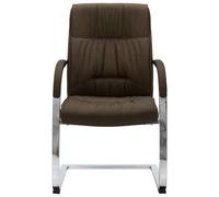 vidaXL Silla de oficina voladiza de tela en color Marrón/Gris/Taupé | cómodas modernas ergonómicas para comedor cocina salón hogar