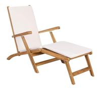 vidaXL Silla de Patio Plegable con cojín Blanco Madera de Teca Maciza