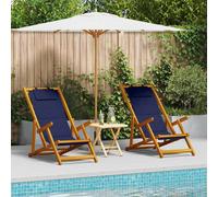 vidaXL Silla de playa 2 uds. Marrón Madera de Acacia Sólida