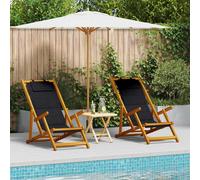 vidaXL Silla de playa 2 uds. Marrón Madera de Acacia Sólida