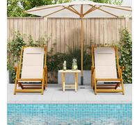 vidaXL Silla de playa 2 uds. Marrón Madera de Acacia Sólida