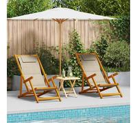 vidaXL Silla de playa 2 uds. Marrón Madera de Acacia Sólida
