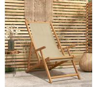 vidaXL Silla de playa Beige Madera de teca maciza