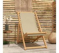 vidaXL Silla de playa Beige Madera de teca maciza