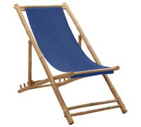 vidaXL Silla de playa de bambú y lona azul marino