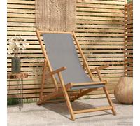 vidaXL Silla de playa Gris Claro Madera de teca maciza