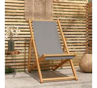 vidaXL Silla de playa Gris Claro Madera de teca maciza