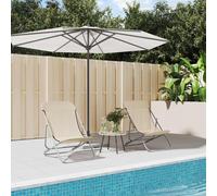 vidaXL Silla de playa plegable 2 uds acero recubierto textilene crema