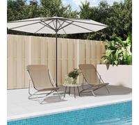 vidaXL Silla de playa plegable 2 uds acero recubierto textilene taupe