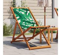 vidaXL Silla de playa plegable madera maciza de eucalipto y tela hojas
