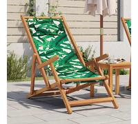 vidaXL Silla de playa plegable madera maciza de eucalipto y tela hojas