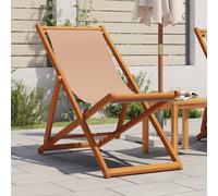 vidaXL Silla de playa plegable madera maciza de eucalipto y tela taupe