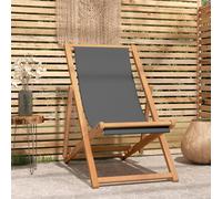 vidaXL Silla de playa plegable madera maciza de teca gris