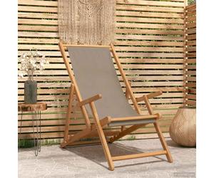 vidaXL Silla de playa Topo Madera de teca maciza