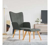 vidaXL Silla de relajación con reposapiés de tela gris oscuro