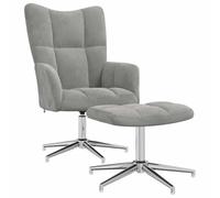 vidaXL Silla de Relajación con Reposapiés Taburete Asiento Sillón Salón Sala de Estar Estudio Escritorio Oficina Muebles Terciopelo Gris Claro