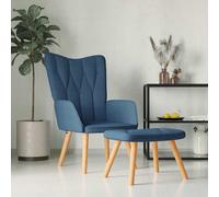 vidaXL Silla de relajación con reposapiés tela azul