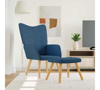 vidaXL Silla de relajación con reposapiés tela azul