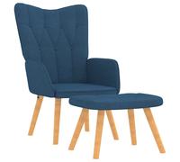 vidaXL Silla de relajación con reposapiés tela azul